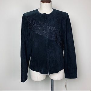 Black Suede Leather and Lace Jacket